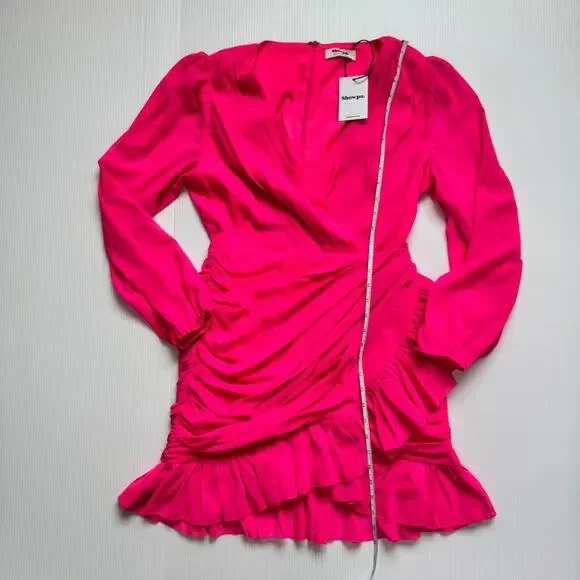 Showpo Can I Be Your Honey Mini Dress Hot Pink NWT Women’s 6 Barbiecore Coquette - Picture 12 of 16